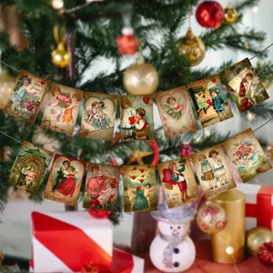 Vintage Victorian style Valentine's Day banner with Cupid and floral illustrations
