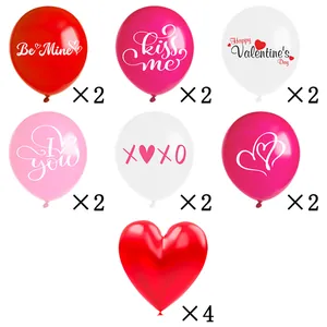 16-piece Valentine's Day balloon set with red heart and printed latex balloons for decor