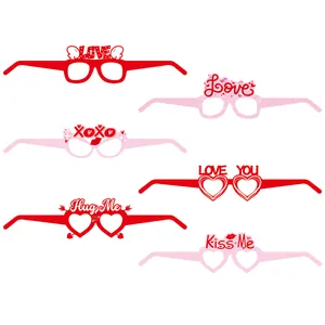 Lot de 6 lunettes de fête Saint-Valentin avec motifs LOVE et Kiss Me pour accessoires photo