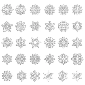Set di 30 decorazioni natalizie a forma di fiocchi di neve in metallo per feste e casa