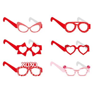 Lot de 6 lunettes de fête Saint-Valentin avec motifs de cœurs et décorations XOXO