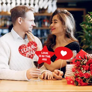 30-piece Valentine's Day photo booth props set with romantic slogans for party decoration