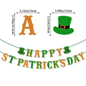 Green St. Patrick's Day Happy St. Patrick's Day banner with festive hat decorations