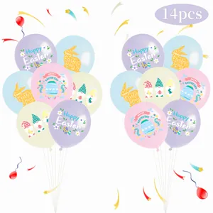 Ballons en Latex Joyeuses Pâques Couleur Macaron Motif Lapin Oeuf Gnomes Décoration de Fête Festive Pour Célébration