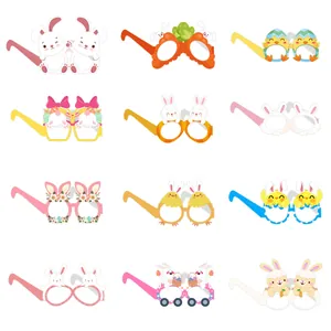 Monture de Lunettes en Papier de Pâques Dessin Animé Lapin Poussin Motif d'Oeuf Décoration de Fête Pour Enfants Adultes Accessoires de Fête Festive