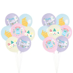 Set de ballons de Pâques pastel avec motifs de lapins et gnomes pour décoration de fête