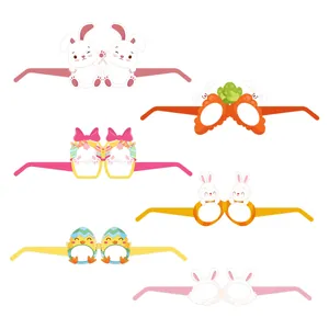 Lot de 6 lunettes de Pâques en papier avec motifs de lapin, d'œuf et de poussin
