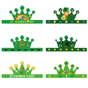 Lot de six couronnes en papier pour la Saint-Patrick avec trèfles verts et lutins