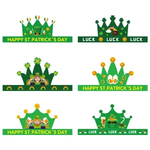 Lot de 6 couronnes en papier St. Patrick avec trèfles, pièces d'or et arcs-en-ciel