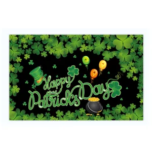 Detail of Saint Patrick's Day banner featuring green shamrocks and gold coin pot