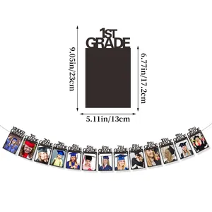 Detailed size specifications for a black graduation photo banner from Kindergarten to Grade 12