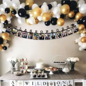 Class of 2026 graduation photo banner with black cardstock frame for party decoration