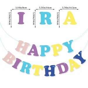 Banderole Happy Birthday macaron en papier avec dimensions pour fête de fille