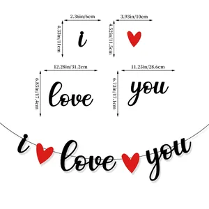 I Love You Banner mit roten Herzen für Hochzeit und Valentinstag Dekoration