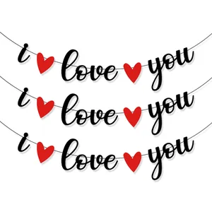 I Love You Banner Rotes Herz Girlande Romantische Party Dekoration Für Valentinstag Hochzeit Heiratsantrag Muttertag Papier Aufhängung