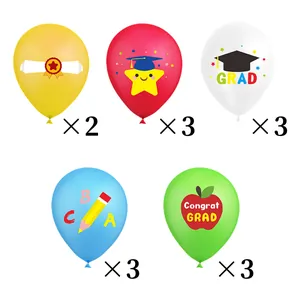 Lot de 14 ballons de remise des diplômes en latex mat de 12 pouces en cinq couleurs vives
