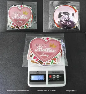 Décorations spirales Super Mom roses fête des mères, lot de 9, taille 16,5x18cm