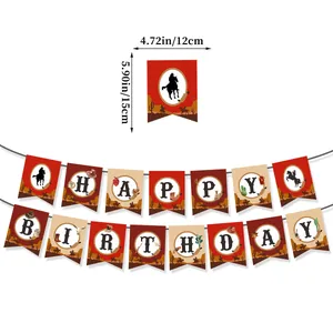 Set striscione Happy Birthday a tema Cowboy con stivali rustici e cactus