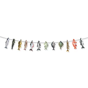 Guirlande de pêche avec treize espèces de poissons réalistes 2D pour décoration de fête
