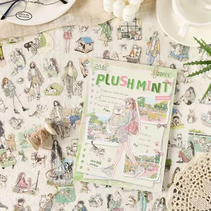 Groot retro stickerboek met meer dan 300 illustraties van meisjes en huisdieren voor DIY