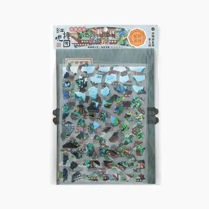 Classic Chinese garden puzzle stickers with tactile film finish for DIY journaling