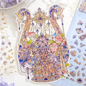 Vintage empire harp en roos puzzel stickers voor DIY miniatuur scènes scrapbooking