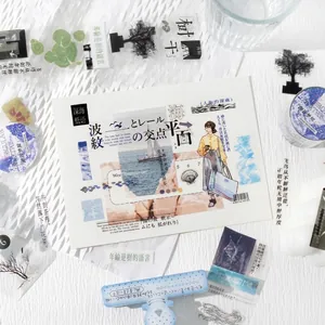 Set nastro decorativo PET artistico con testo poetico e motivi naturali per DIY diario