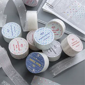Aesthetic sparkling PET masking tape set for DIY journaling with glitter accents