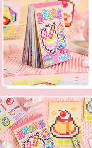 DIY pixel stickerboek met 42 pagina's creatieve ontwerpen voor dessertmozaïek