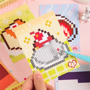 DIY pixel sticker pakket met aardbeientaart ontwerp en precisie pincet voor kinderen