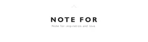 Minimalist stationery brand card featuring 'NOTE FOR' text with inspiration quotes