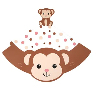 Polka dot monkey themed jungle animal party hat for kids birthday celebrations