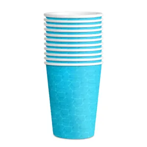 Gobelets en papier style Hawaii bleu ciel avec motif de vagues d'eau pour fête estivale
