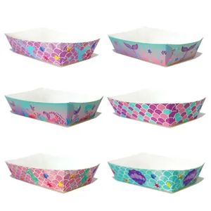 Lot de boîtes à pop-corn sirène avec écailles de poisson colorées et motifs de coquillages