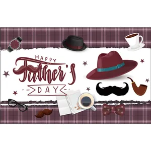 Détail du fond de fête des pères avec chapeau, moustache et texte Happy Father's Day