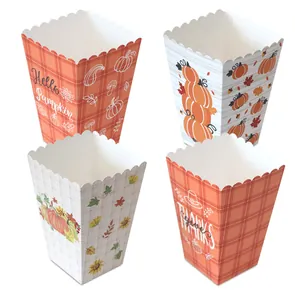 Scatole per Popcorn con Zucca del Ringraziamento Bomboniere per Festa del Raccolto Autunnale Contenitori in Carta per Snack e Dolci