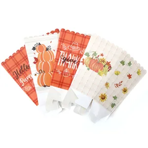 Set di scatole per snack in carta per il Ringraziamento con zucca e scritte festive