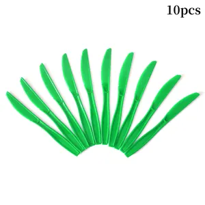 Lot de 10 couteaux jetables verts en plastique pour décoration de fête sur le thème jungle