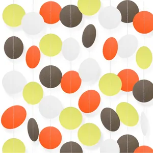 4m colorful paper garland with stars and circles for Thanksgiving party wall decoration