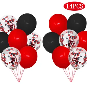 14-piece red and black sequin balloon set for 2025 Christmas and party decorations