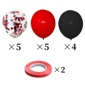 Set de 14 globos rojos y negros con lentejuelas para Navidad y decoración de fiesta