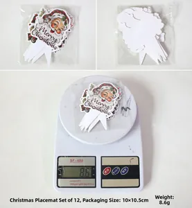 Detail of Merry Christmas cake toppers with red plaid pattern and weight measurement