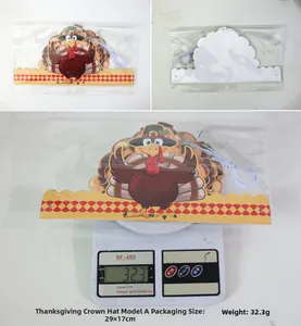 Detail of Thanksgiving turkey paper crown showing the 29x17cm size and 32.3g weight