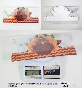 Detail showing Thanksgiving turkey crown hat B with dimensions 29x15cm and 29g weight