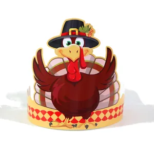 Cartoon turkey paper party crown for Thanksgiving celebrations and harvest festival decor