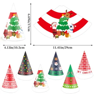 Detailed size chart for Christmas paper party hats showing 17cm height and 10.5cm diameter