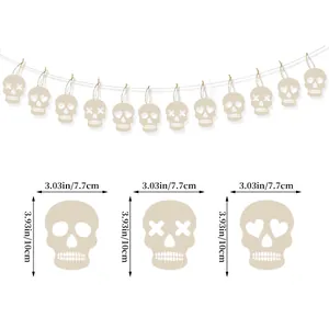 Set of 12 Halloween skull hanging decorations with three unique eye designs and dimensions