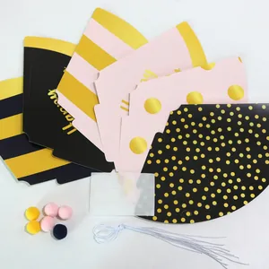 Kit de Chapeau Anniversaire DIY avec Inscription Happy Birthday Or et Pompons Colorés