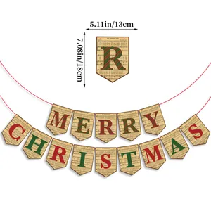Bannière Vintage Joyeux Noël avec partitions musicales et lettres rouges vertes
