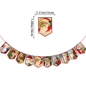 Détail de bannières vintage Père Noël avec dimensions précises de 13 cm par 18 cm